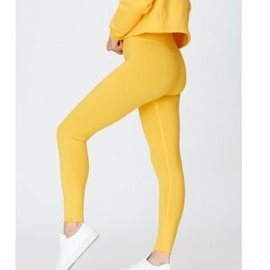 Yellow Label Co Bright Yellow Jersey High Rise Leisure Leggings